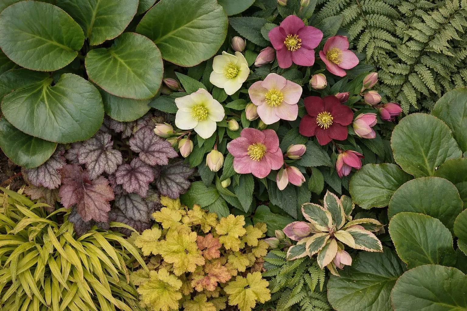Vibrant floral arrangement with pink, yellow, and green foliage.