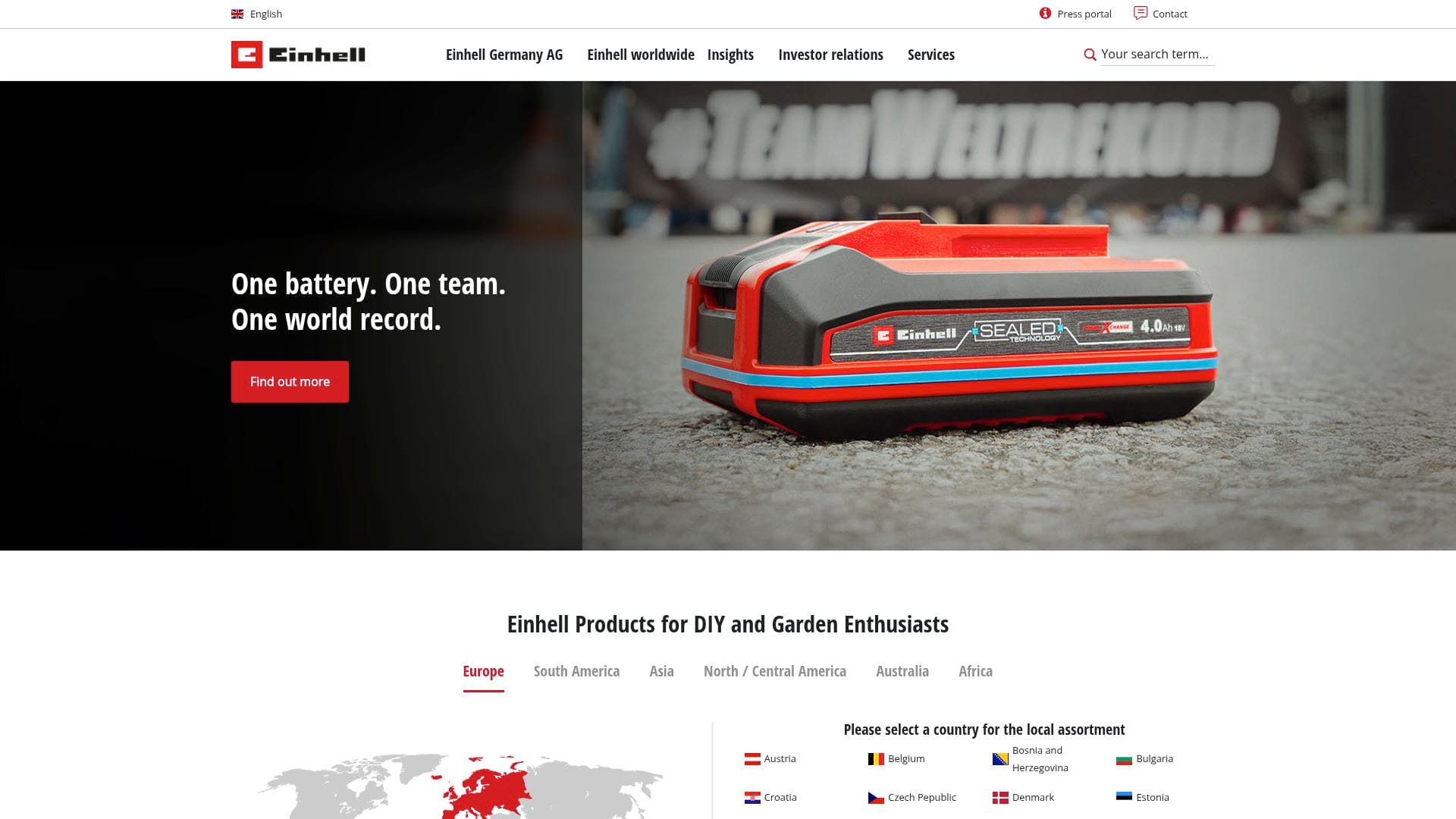 Screenshot of www.einhell.com