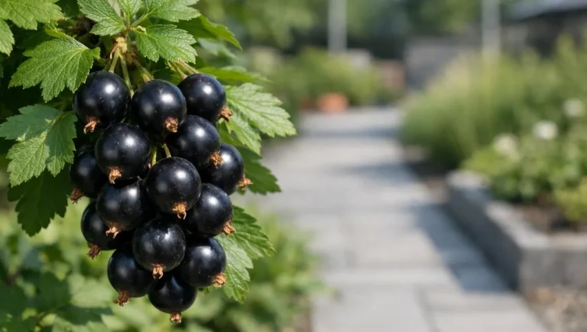 Gros plan photoréaliste sur les baies vibrantes de Colina Josta, l'arbuste hybride qui transforme votre jardin.