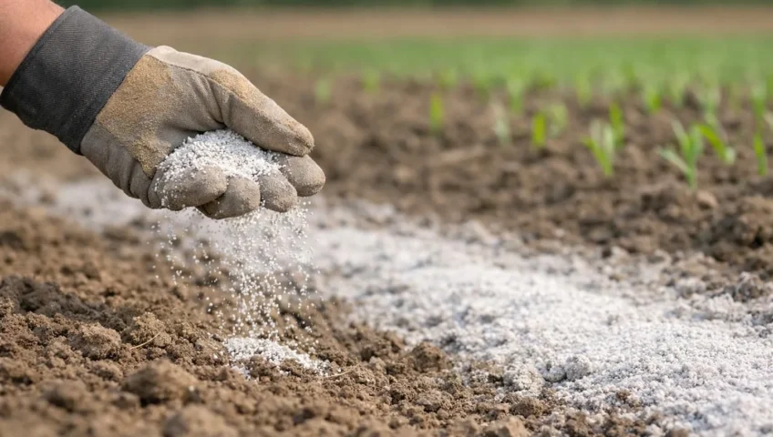 Application de chaux agricole sur sol arable pour améliorer la terre et booster les récoltes. Tutoriel transformation du sol.