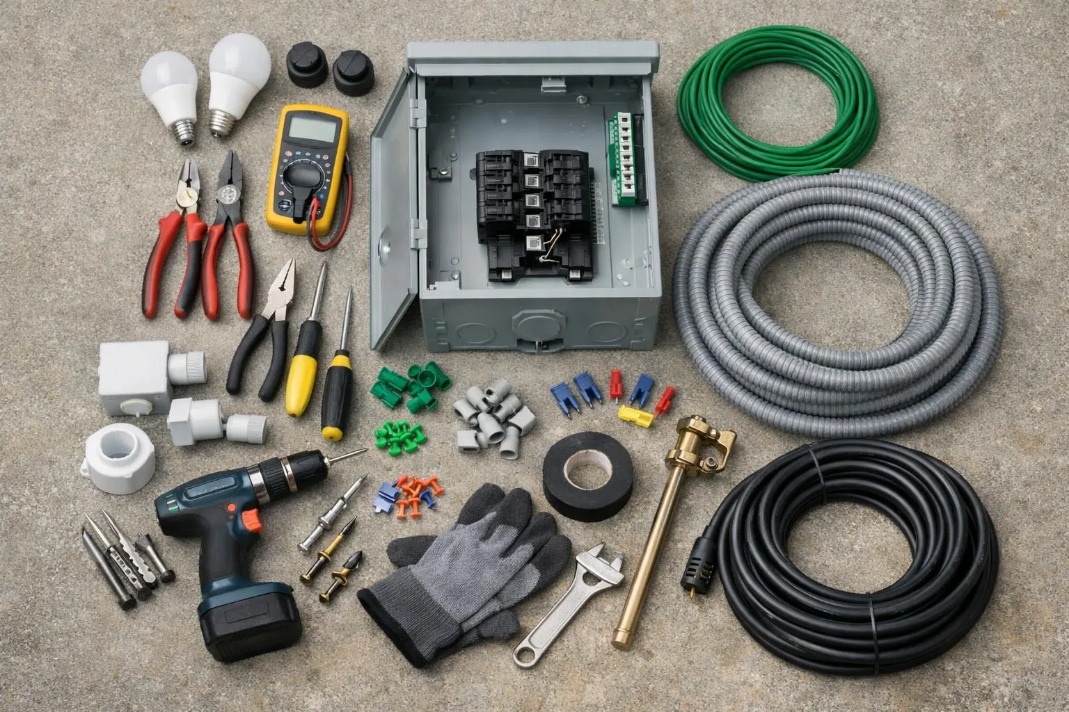 Electrical tools, equipment, and supplies for home improvement projects.