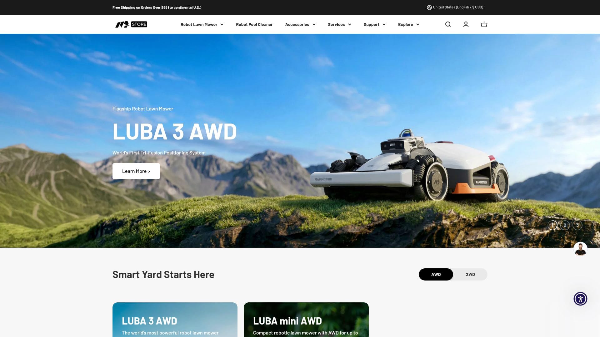 Screenshot of us.mammotion.com